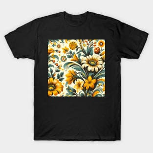 Yellow Floral Illustration T-Shirt